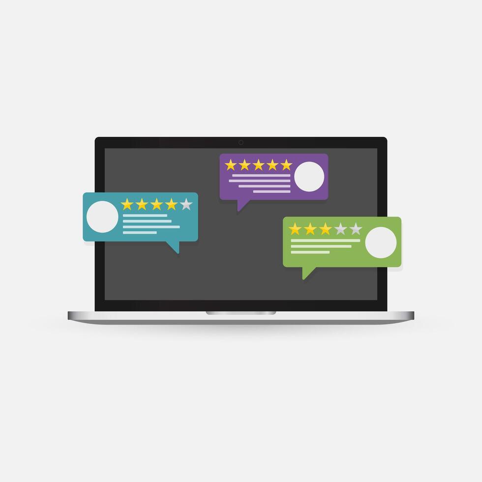 Notice messages on computer laptop with or pc with approved push notification flat cartoon illustration isolated, screen with online note or updated task modern icon design vector