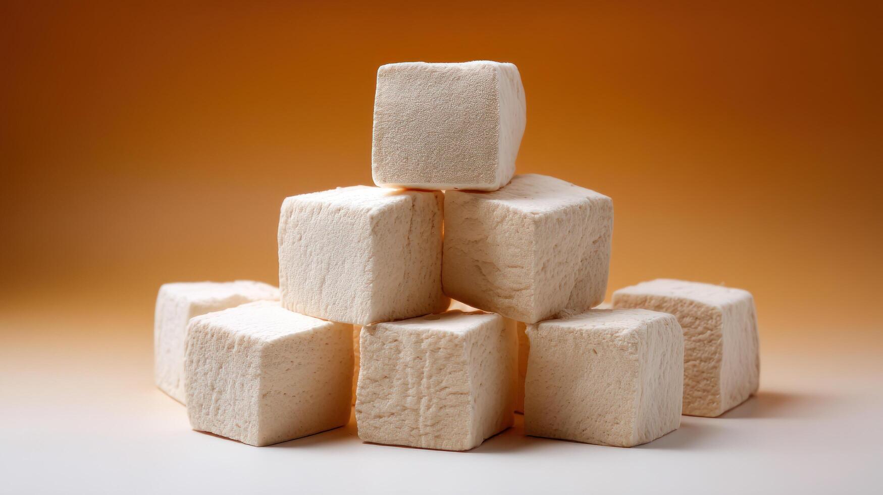 Stack of square blocks on orange background for --s photo