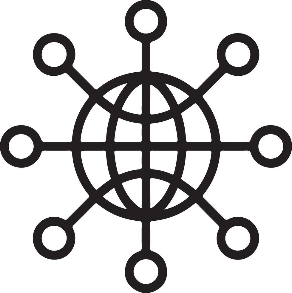 Global network connection with interconnected nodes around the world vector