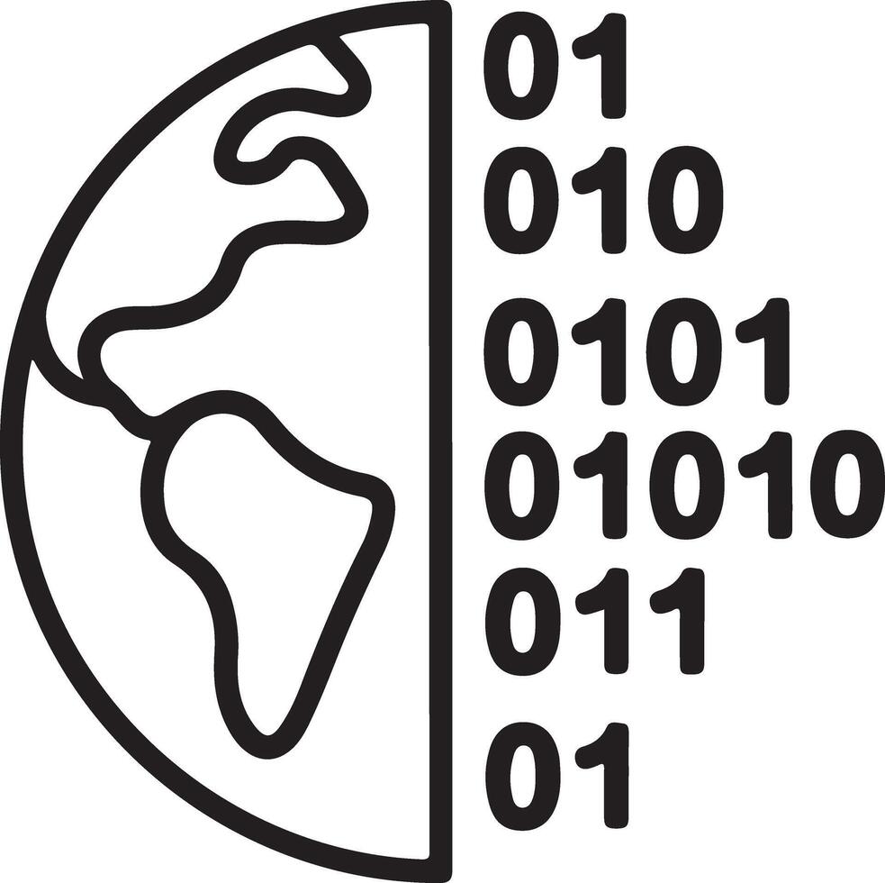 Digital globe with binary code representing global data and technology vector