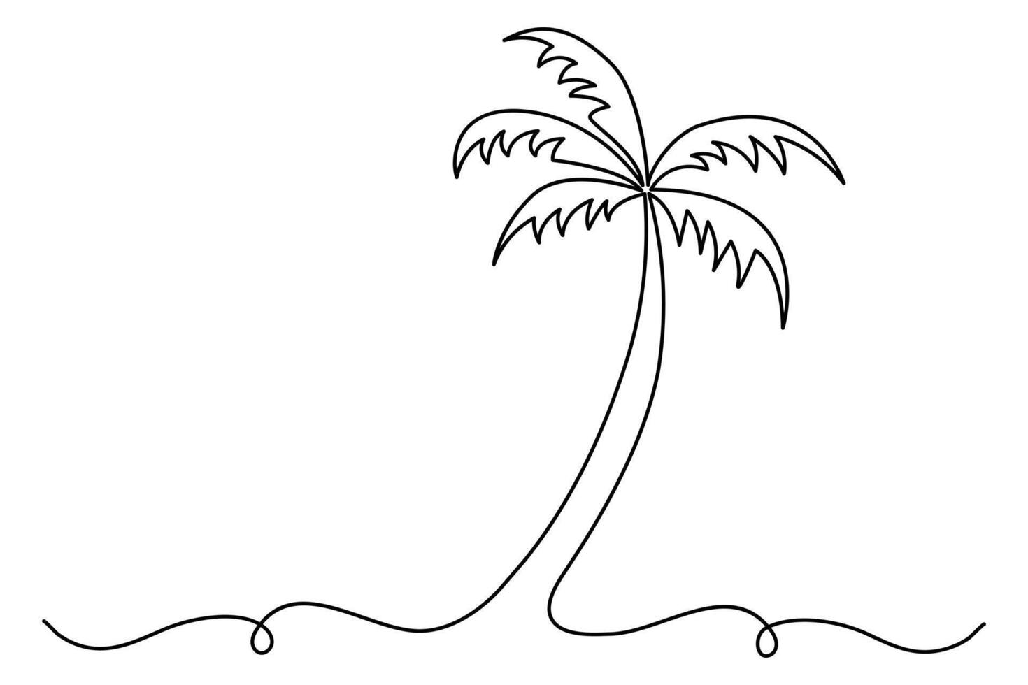 Single line drawing of palm tree simple outline minimalist design vector
