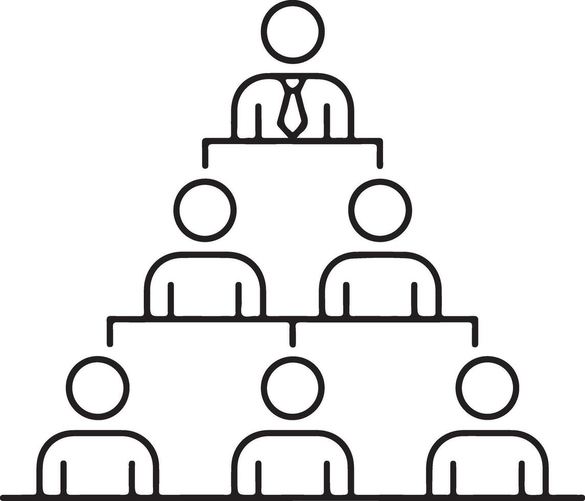 Simple line art icon depicting organizational hierarchy and team structure vector