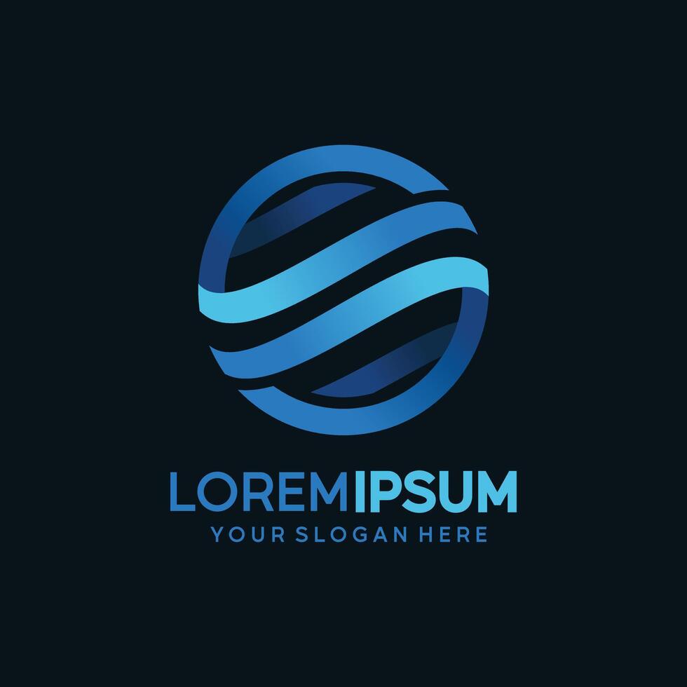 Abstract technology logo style round surface with abstract sphere shape vector