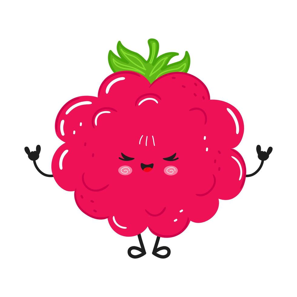 Cute rock and roll raspberry fruit character vector