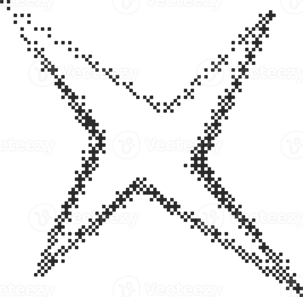 Irregular bitmap star shape. Abstract random spiky spark with geometric funky flashes and rays. Y2k png