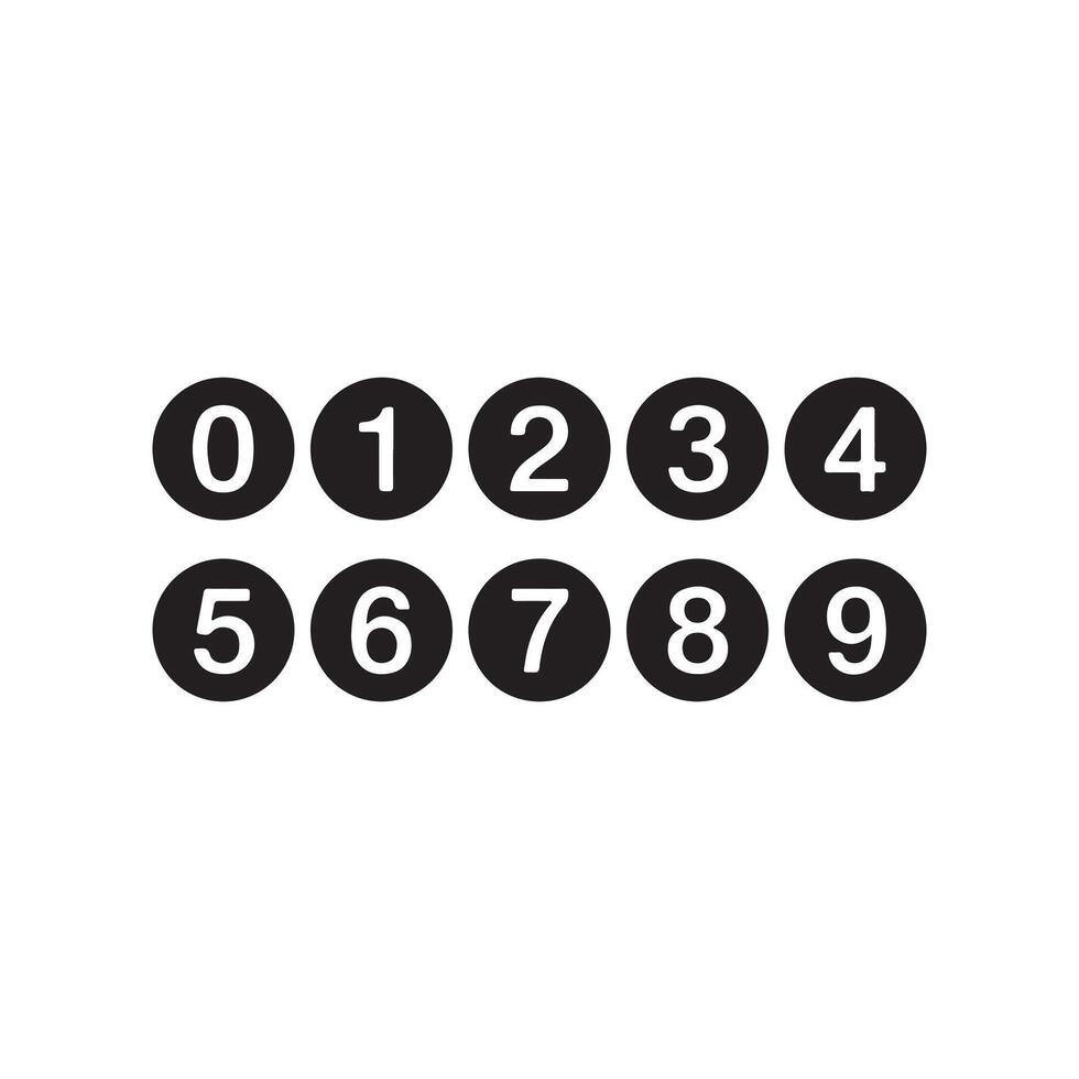 Black Circles with White Numbers 0 to 9 on White Keywords numbers, digits, counting, zero, one vector