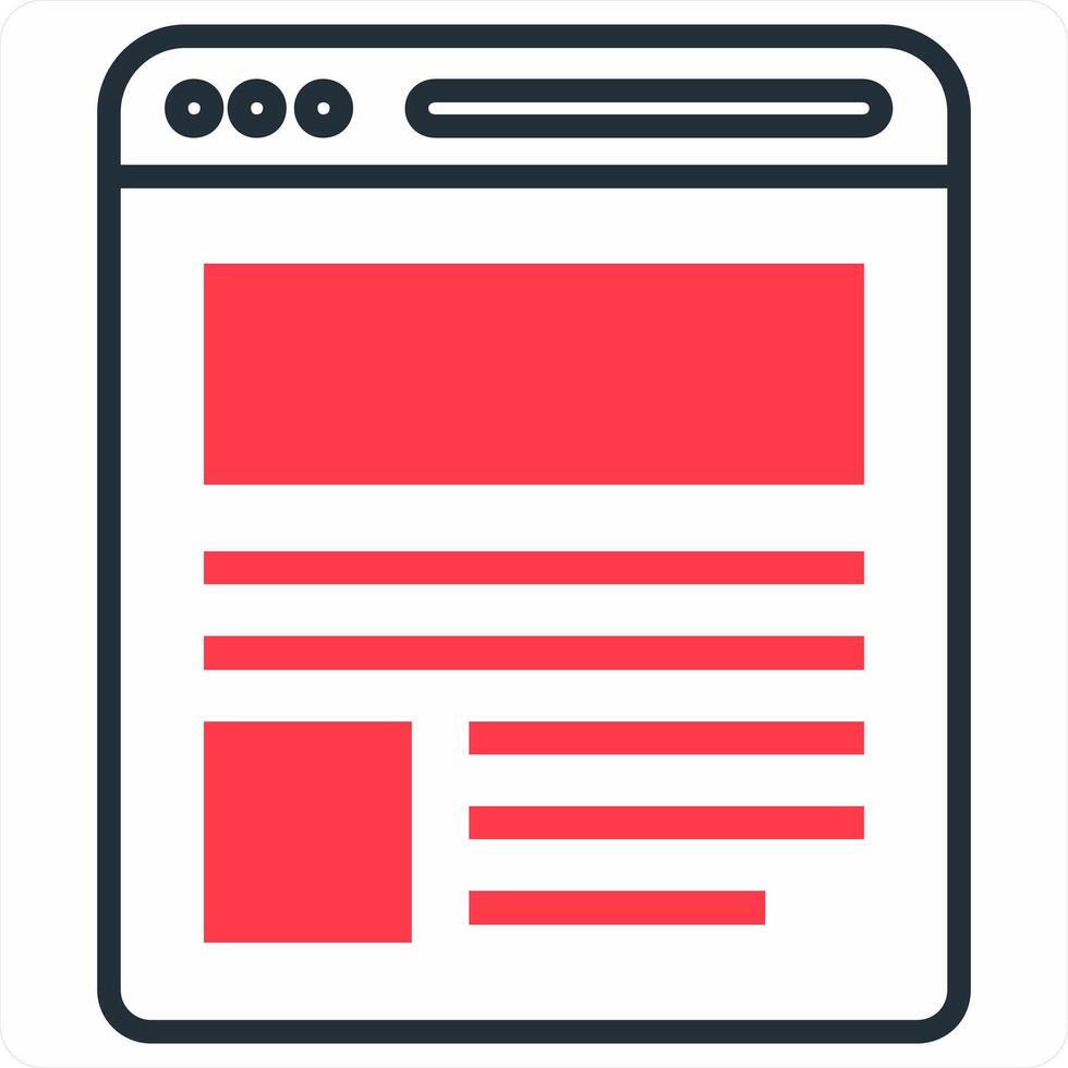 Web Page icon in red color icon vector