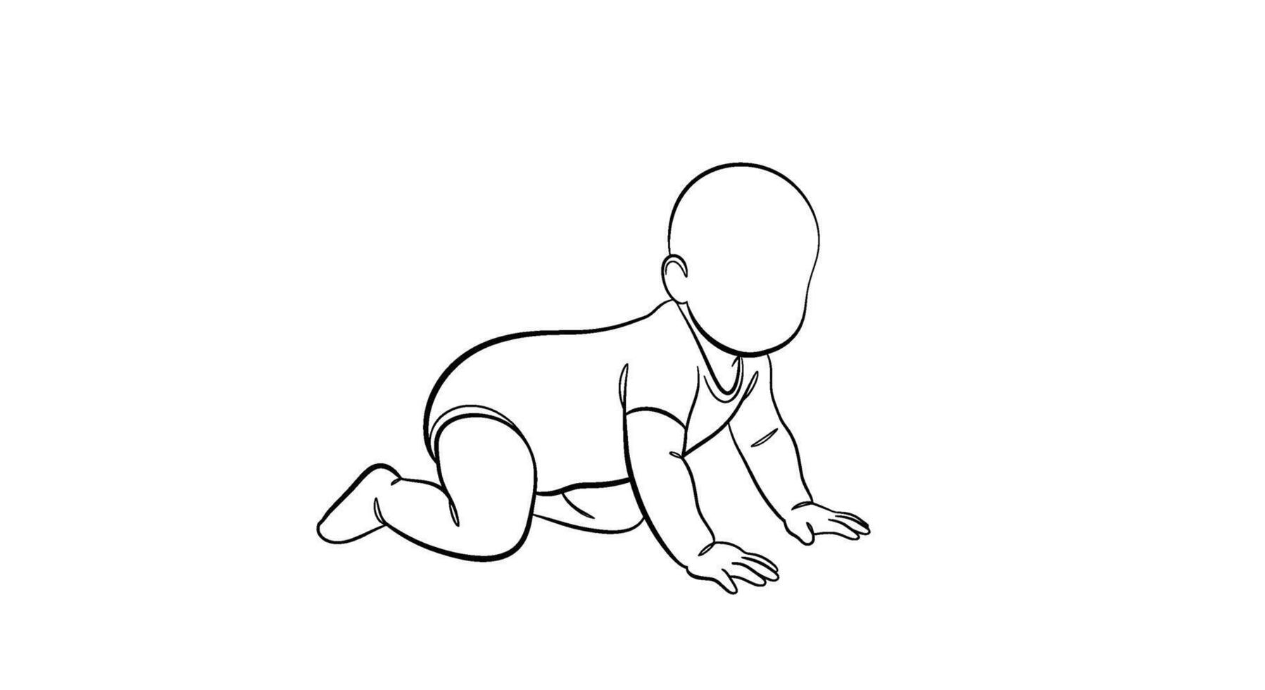 Adorable baby crawling on a white surface exploring the world with curiosity and determination showcasing early development and milestones in a minima vector