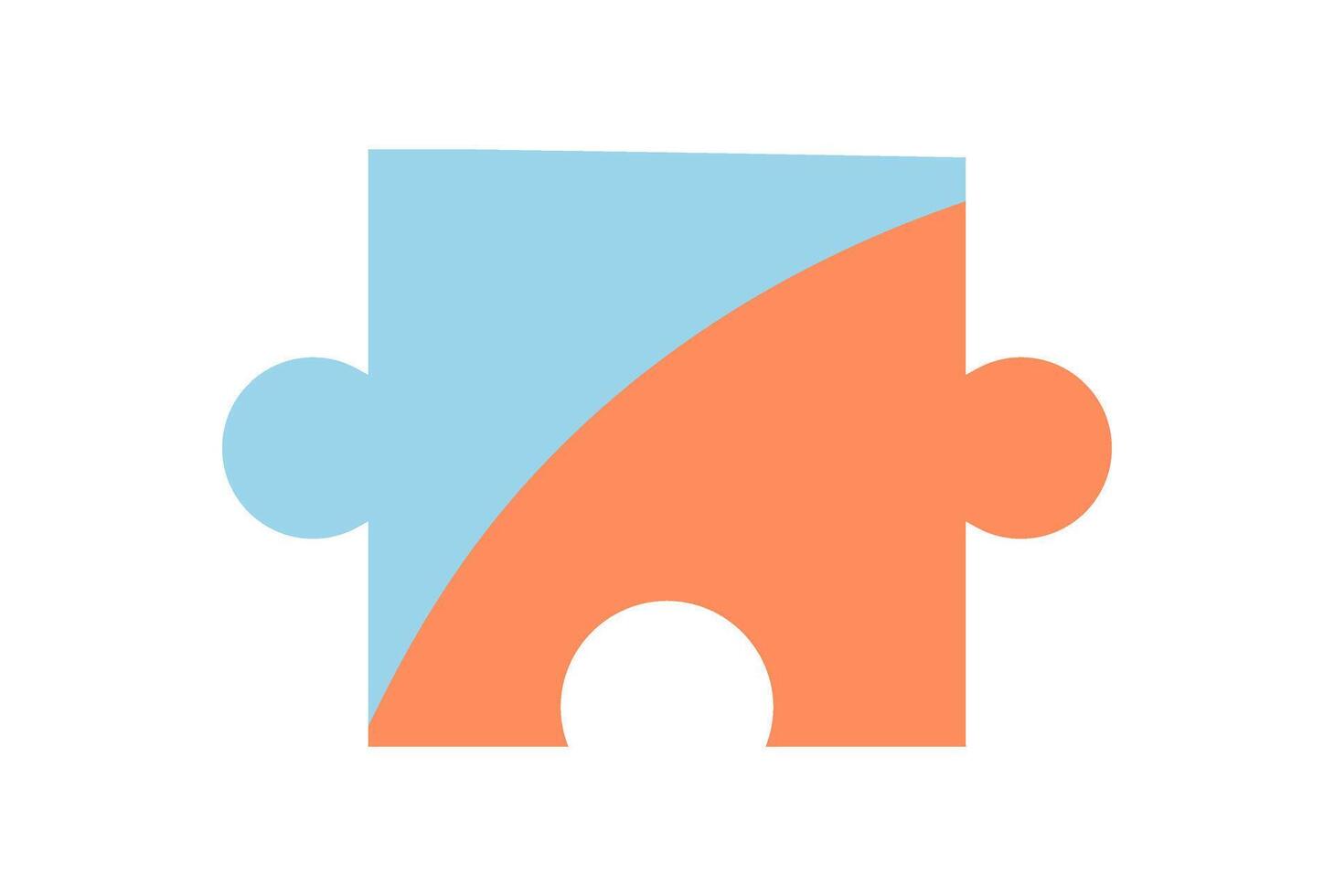 Flat jigsaw puzzle piece graphic in colorful silhouette style. Puzzle tile for children and toy for fun play. Essential table game element boardgame activities, creating playful and skill vector