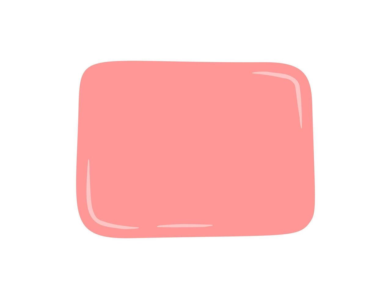 Pink sticker frame in an organic hand drawn and doodle style. Unique blob rectangle and quote textbox with soft background for card design or label. Abstract patch as creative template for vector