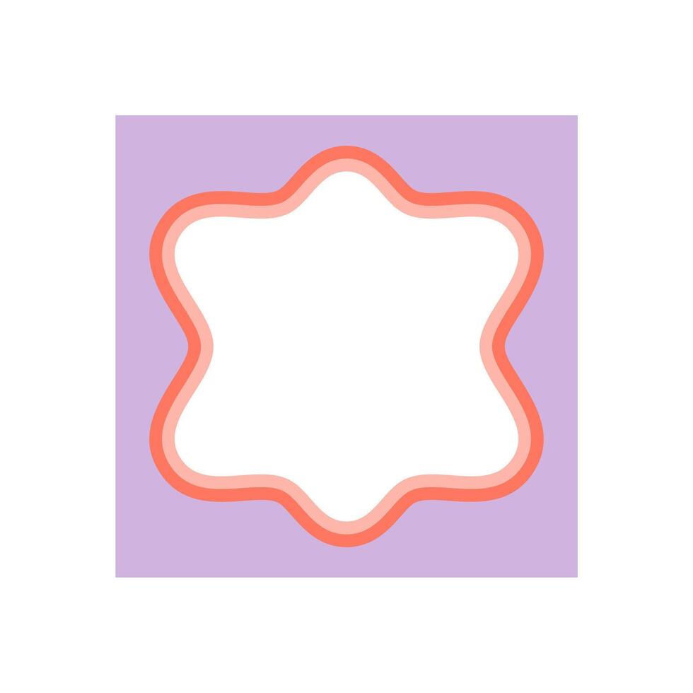 Groovy scallop border with wavy edge and retro outline. Abstract cute frame with y2k background, unique shape and graphic, trendy edge for vibrant modern or vintage design concepts. vector