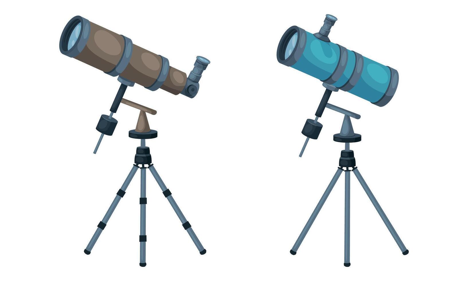 Monocular as Modified Refracting Telescope on Tripod for Viewing Distant Object Set vector