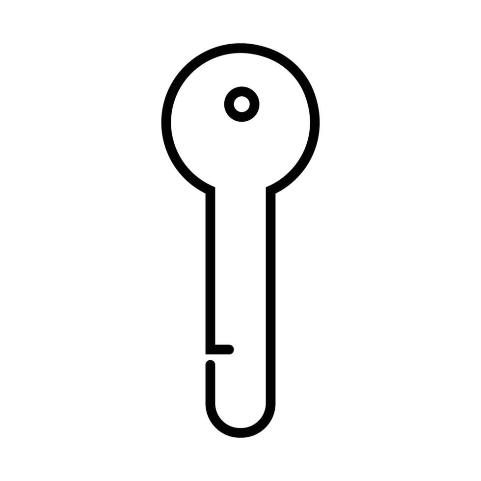 Simple line art icon of a key. Symbol for security, access, and solutions. vector