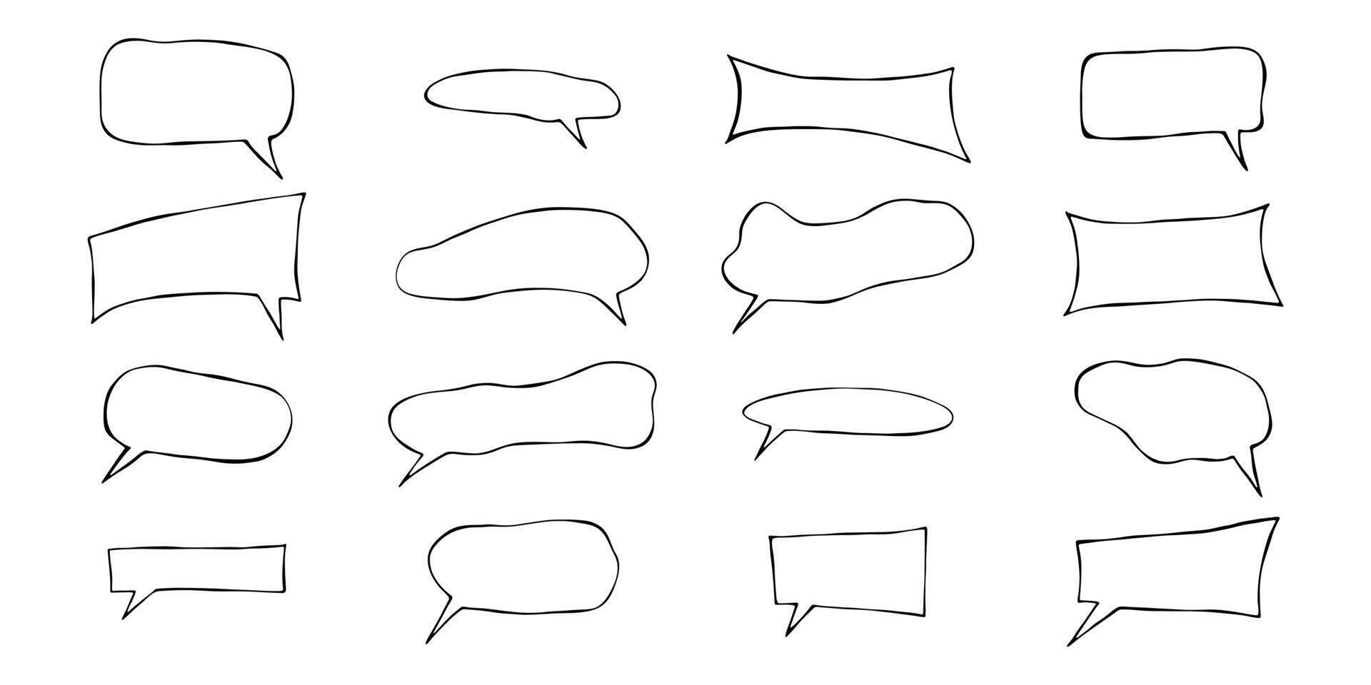 dream new cloud Set of hand drawn speech bubble Blank empty message box Textbox frame for banners, price tags, stickers, design vector