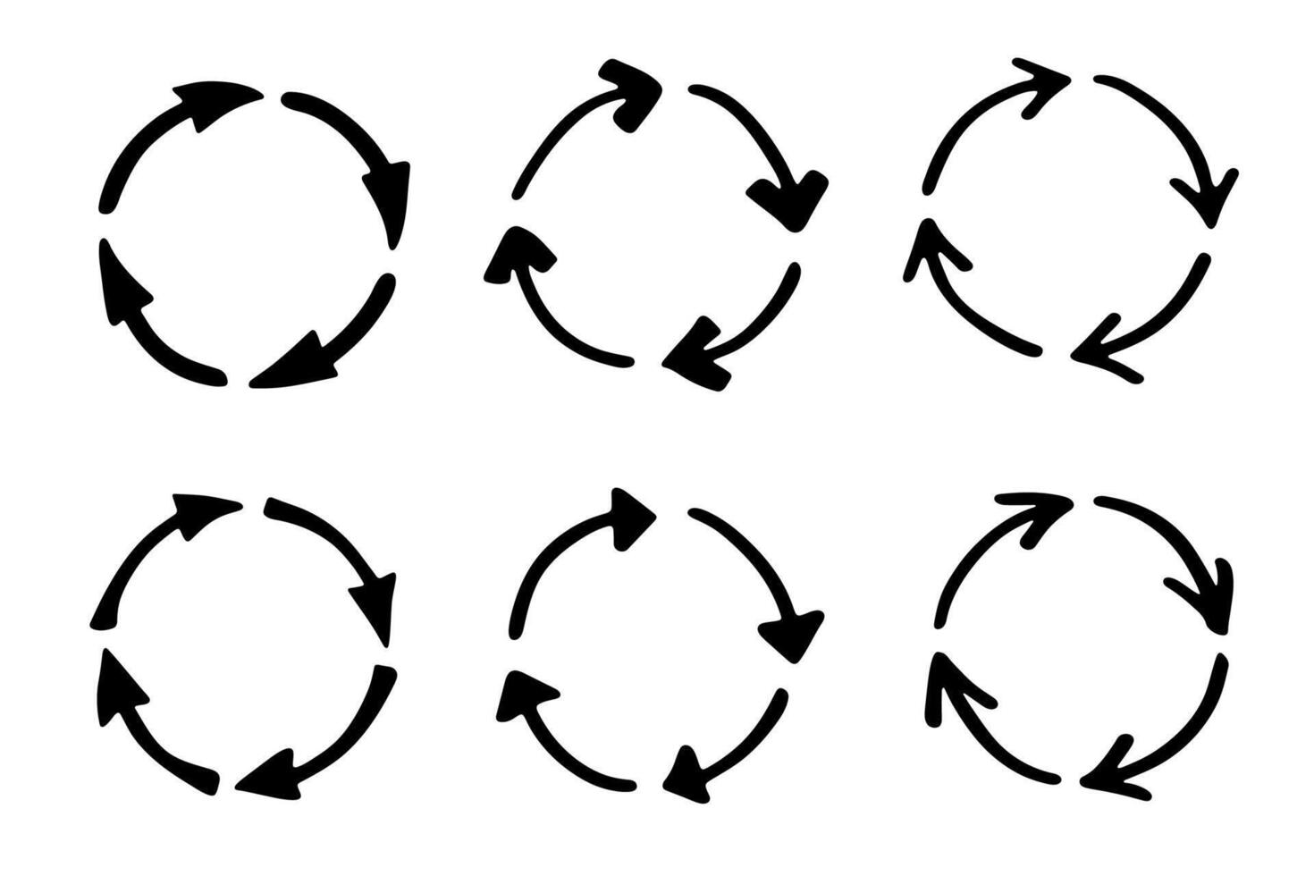 organic environment Set of hand drawn recycle arrow icon Recycling resources symbol Reuse of materials, zero waste, green environment, saving the planet vector