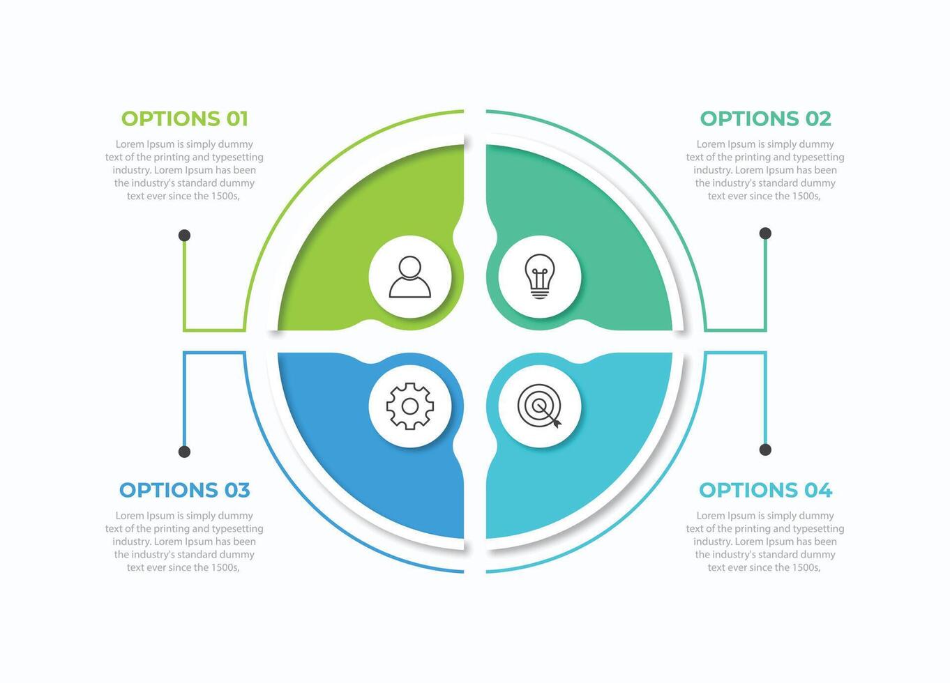 Circle chart infographic template with 4 options for strategy presentations. illustration vector