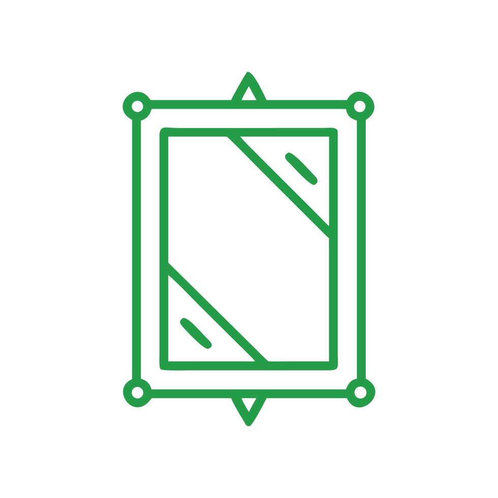 Rectangular Mirror with Hanging Cord on White Background mirror, reflection vector