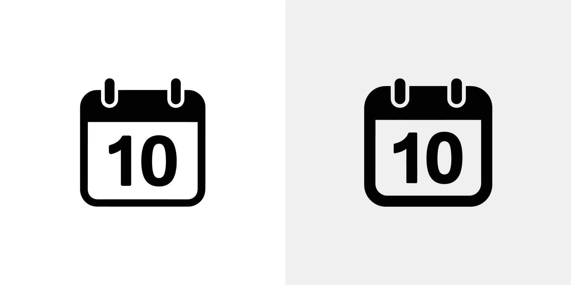 Black Flat Calendar Icon Design Displaying Number 10 on Transparent Backdrop vector