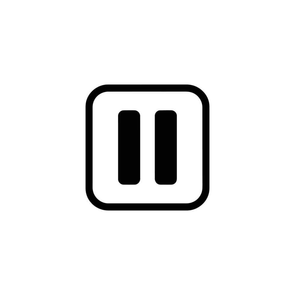 Black Pause Button Icon Inside Rounded Square Isolated on White Background vector