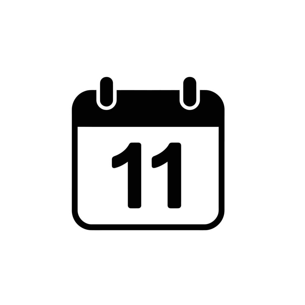 Eleventh Day Block Calendar Displaying Number 11 on Transparent Background vector