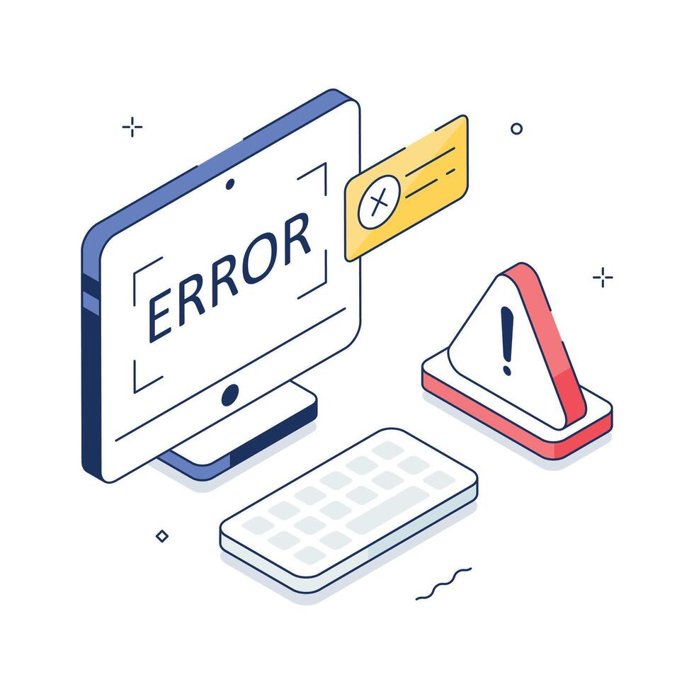 Take a look at this amazing isometric illustration of error message vector
