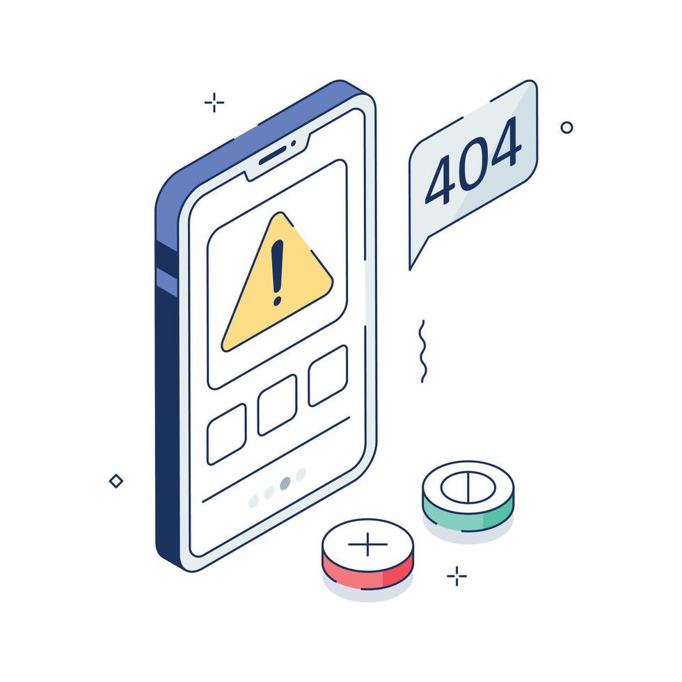 Get this amazing isometric illustration of application error vector