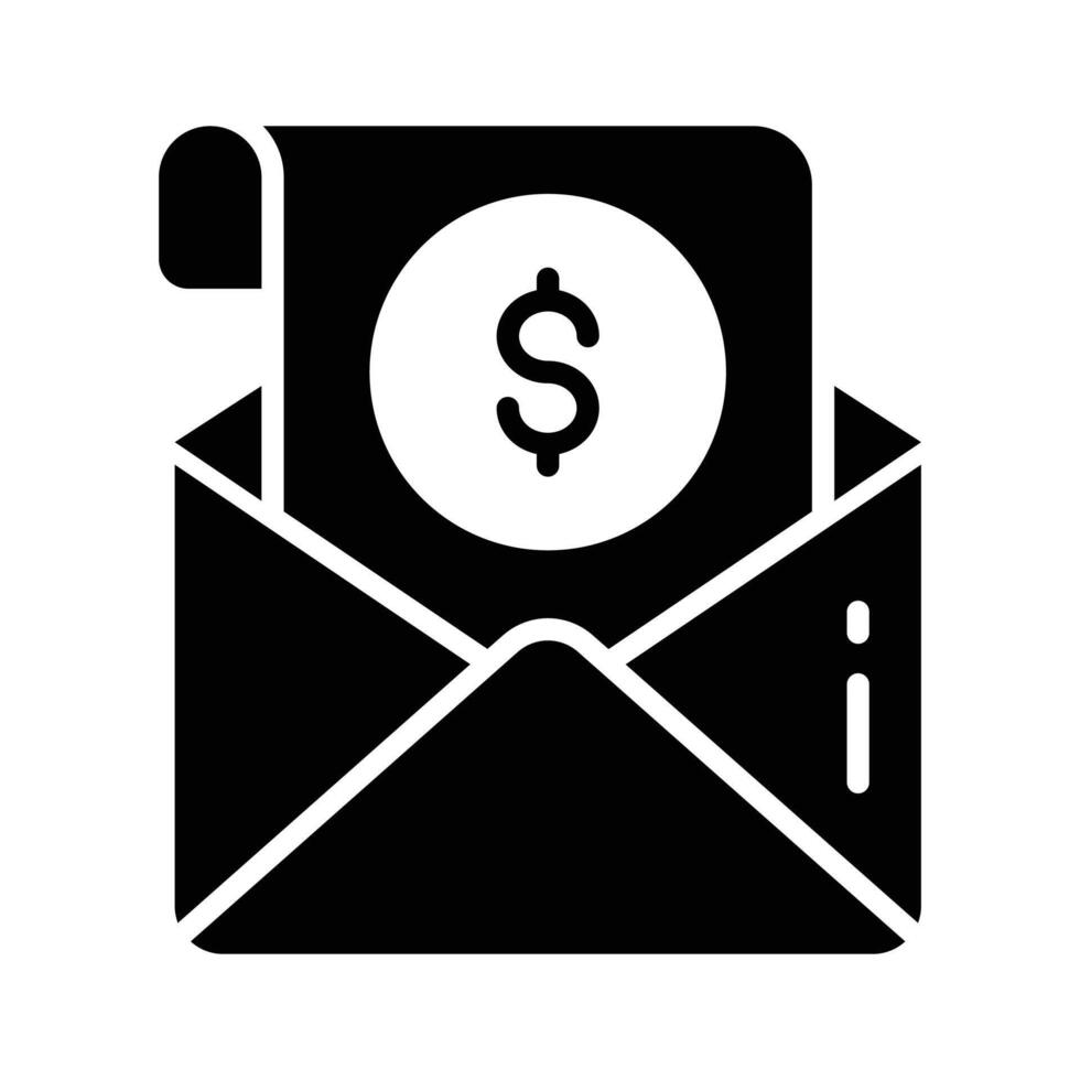 Mail with dollar representing business communication glyph icon. vector