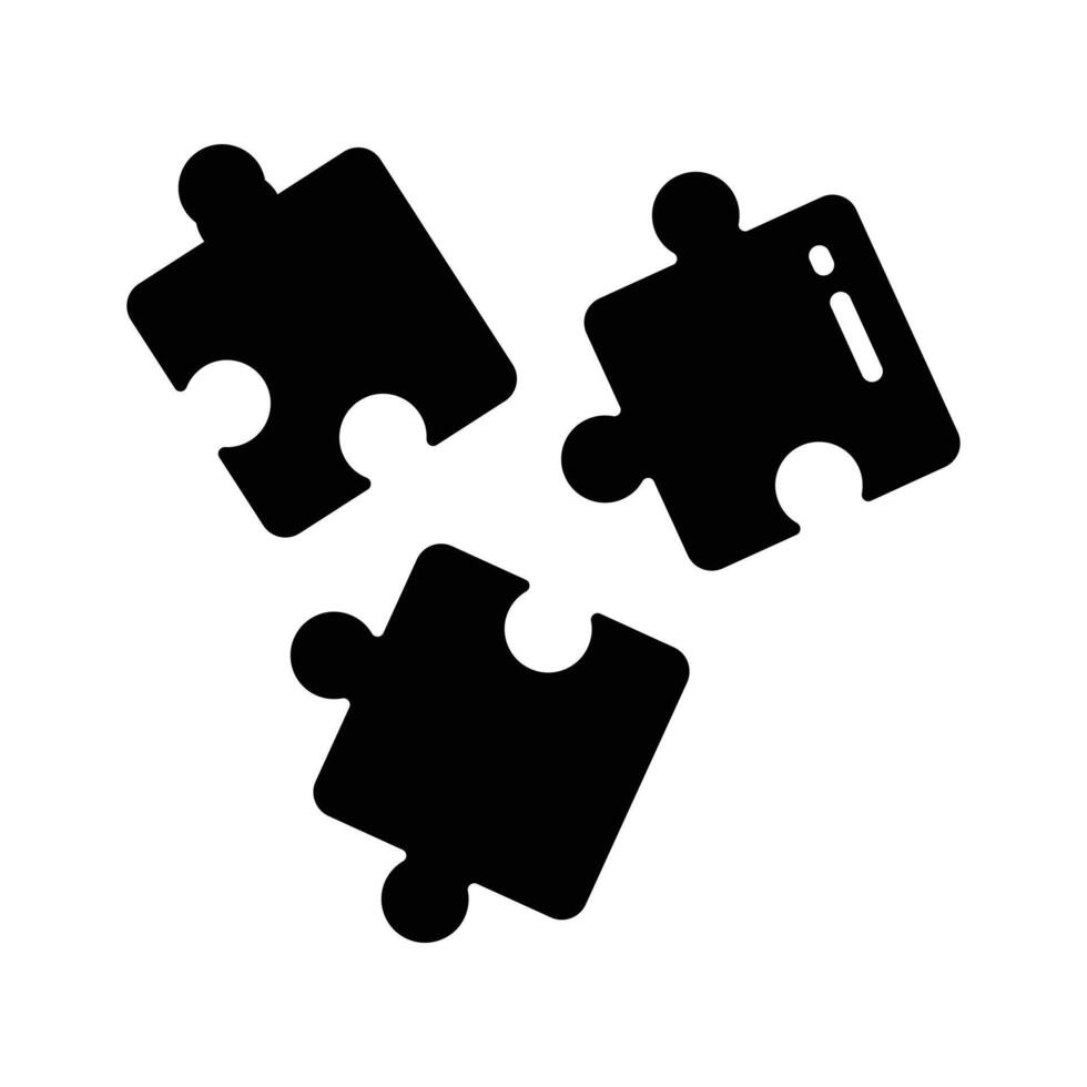 glyph puzzle icon symbolizing teamwork and strategy, ready to use . vector