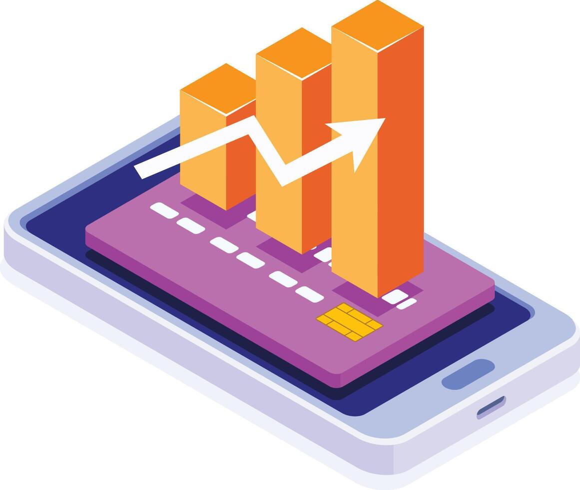 Mobile analytics growth representation vector