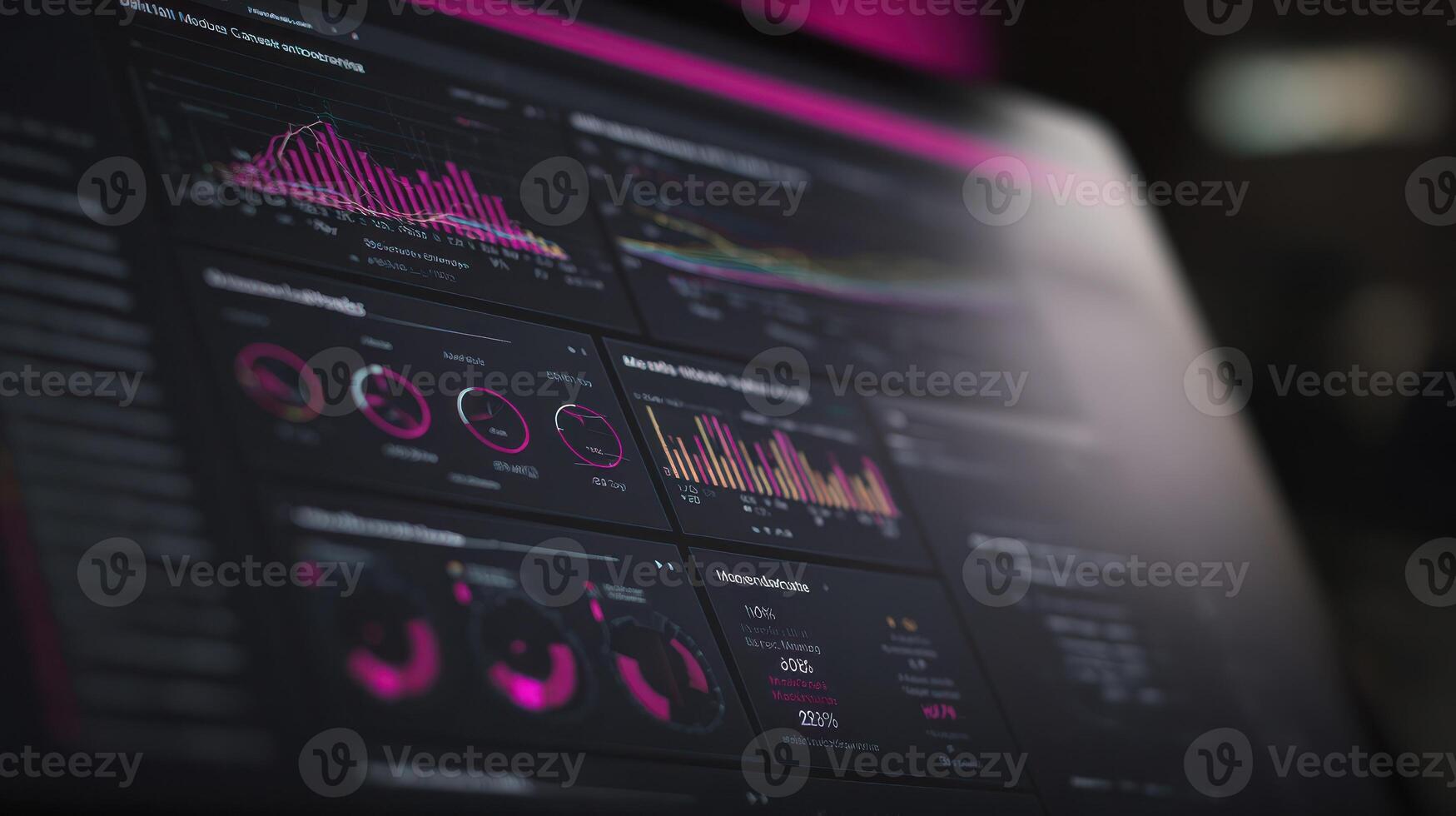 Data analysis interface displaying complex graphs and charts technology concept photo