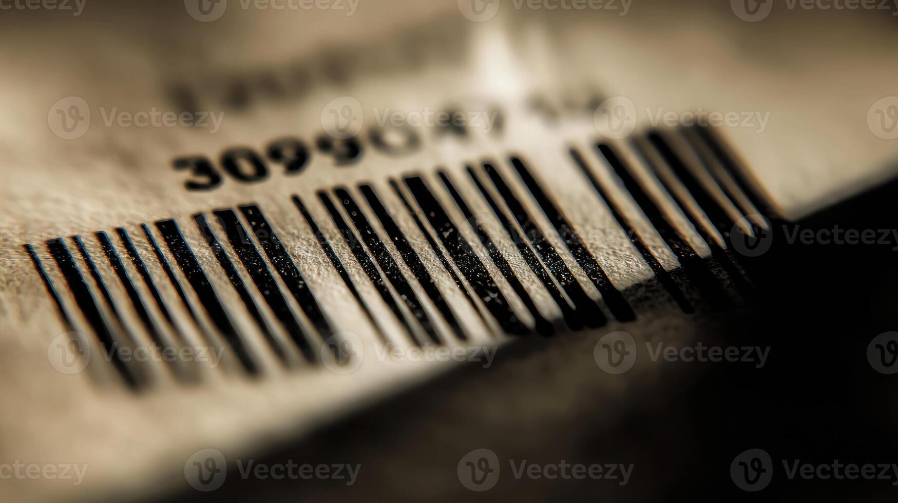 Close up of a barcode with numbers and lines on a paper background photo