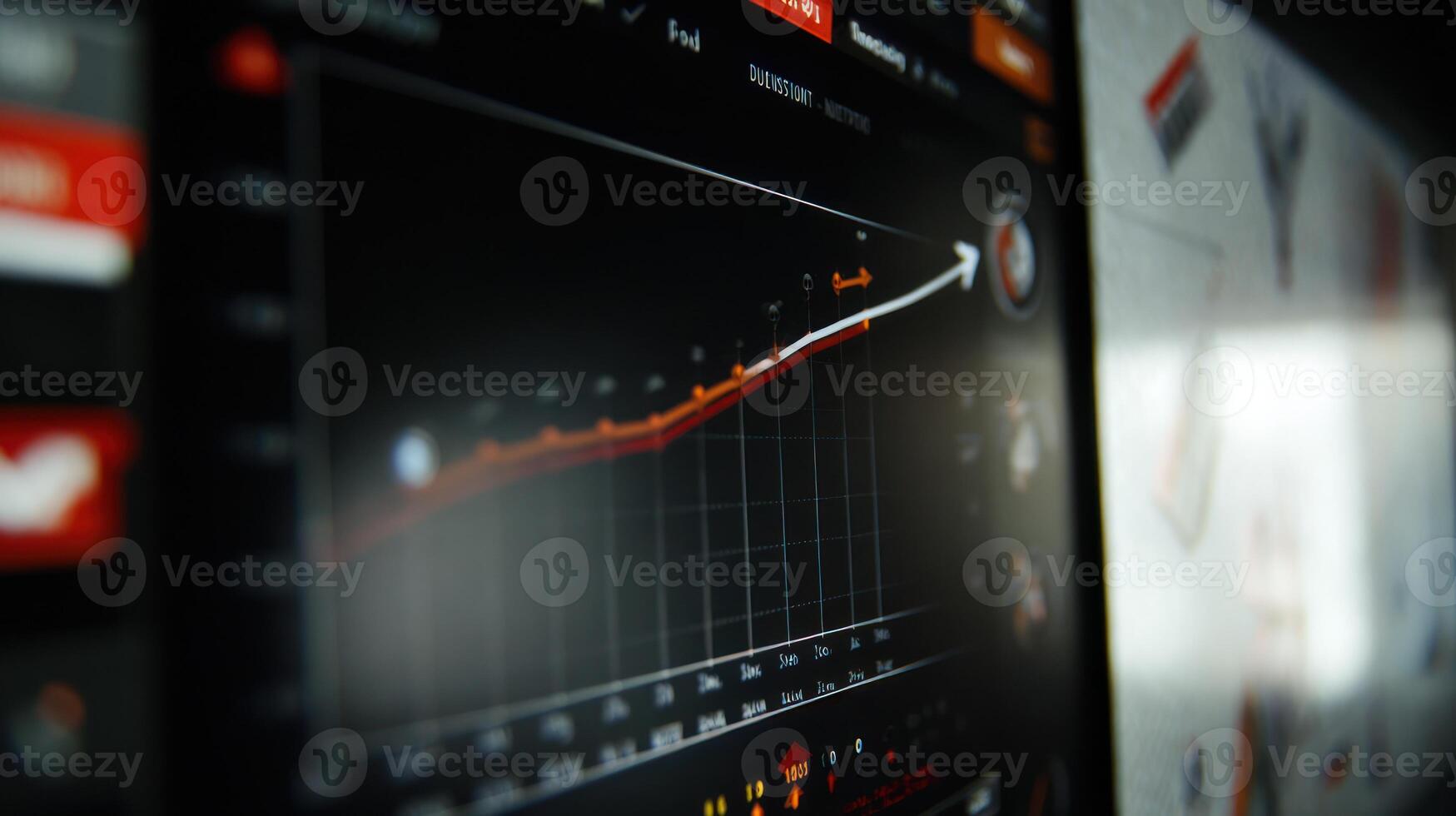 Data graph with rising trend on computer screen business technology concept photo