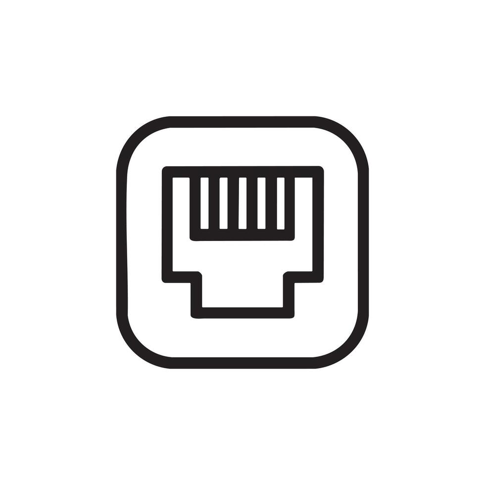 Ethernet Port Icon for Network Connection and Internet Cable vector