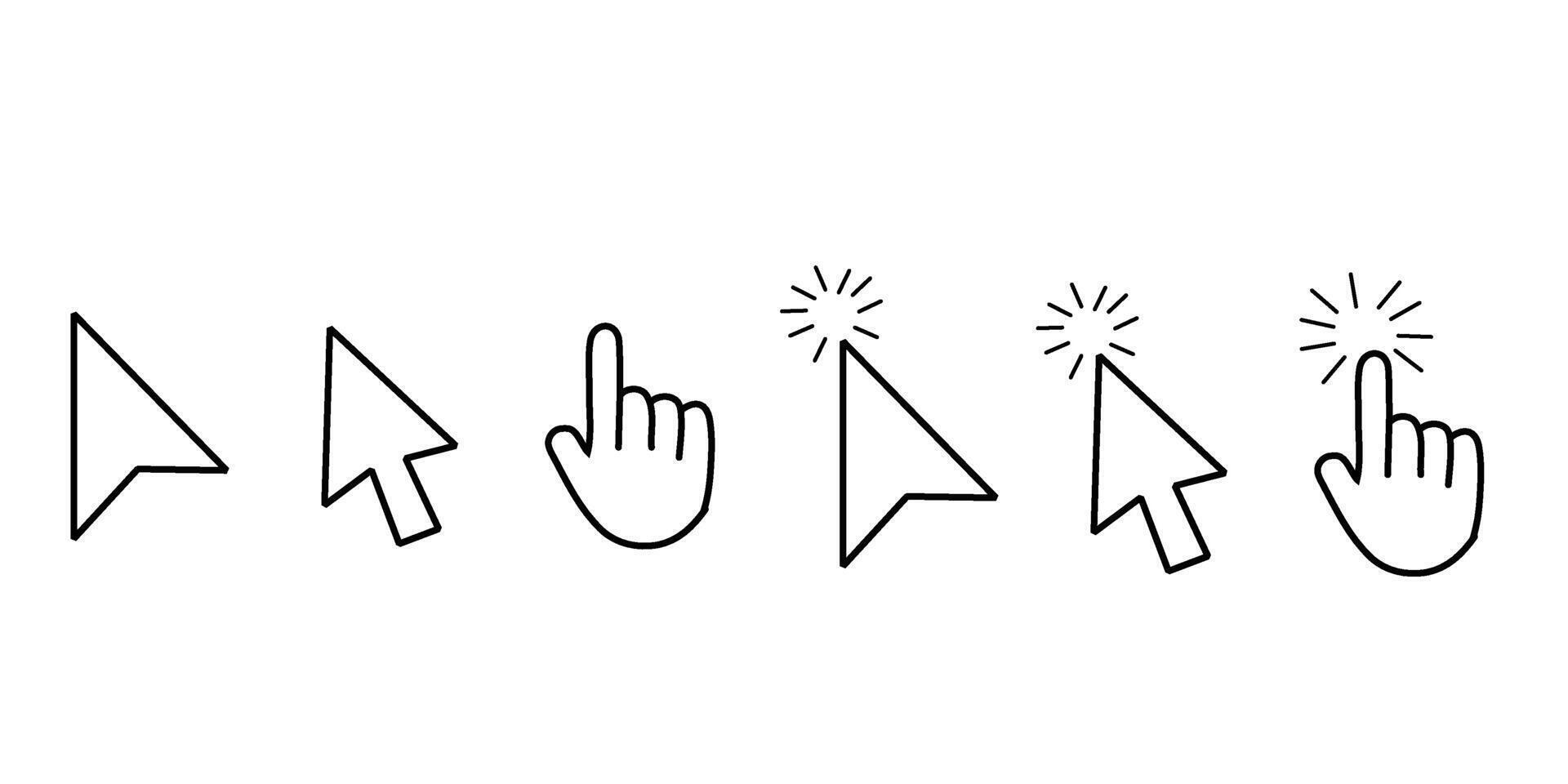 Cursor icons pointer hand clicking graphic vector