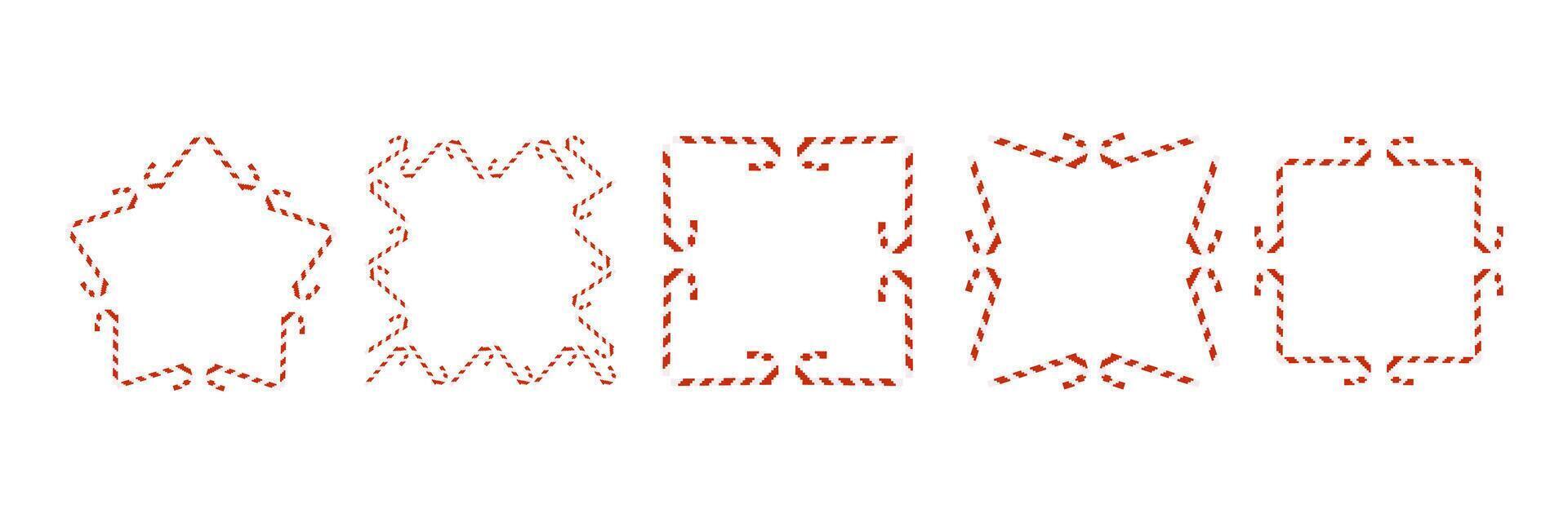 Creative red and white border designs with zigzag and curved patterns vector