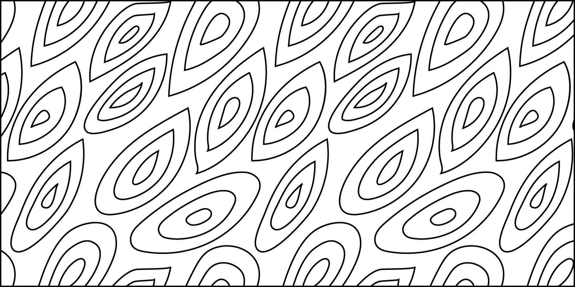 Abstract repeating geometric line art with diagonal concentric ovals. Minimalist black and white background pattern vector