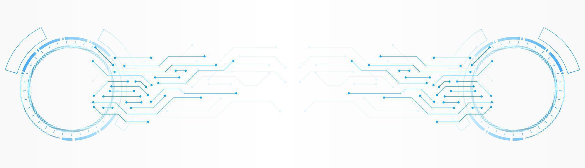 Futuristic blue digital interface circuit background. Technology, innovation, digital connection, data network, and futuristic ui concept vector