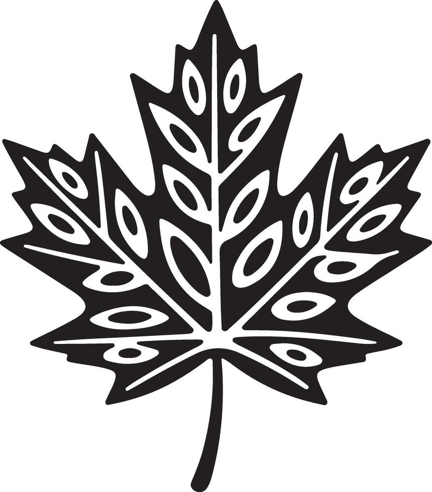 Stylized Maple Leaf Shape with Vein Pattern on Checkered Surface vector