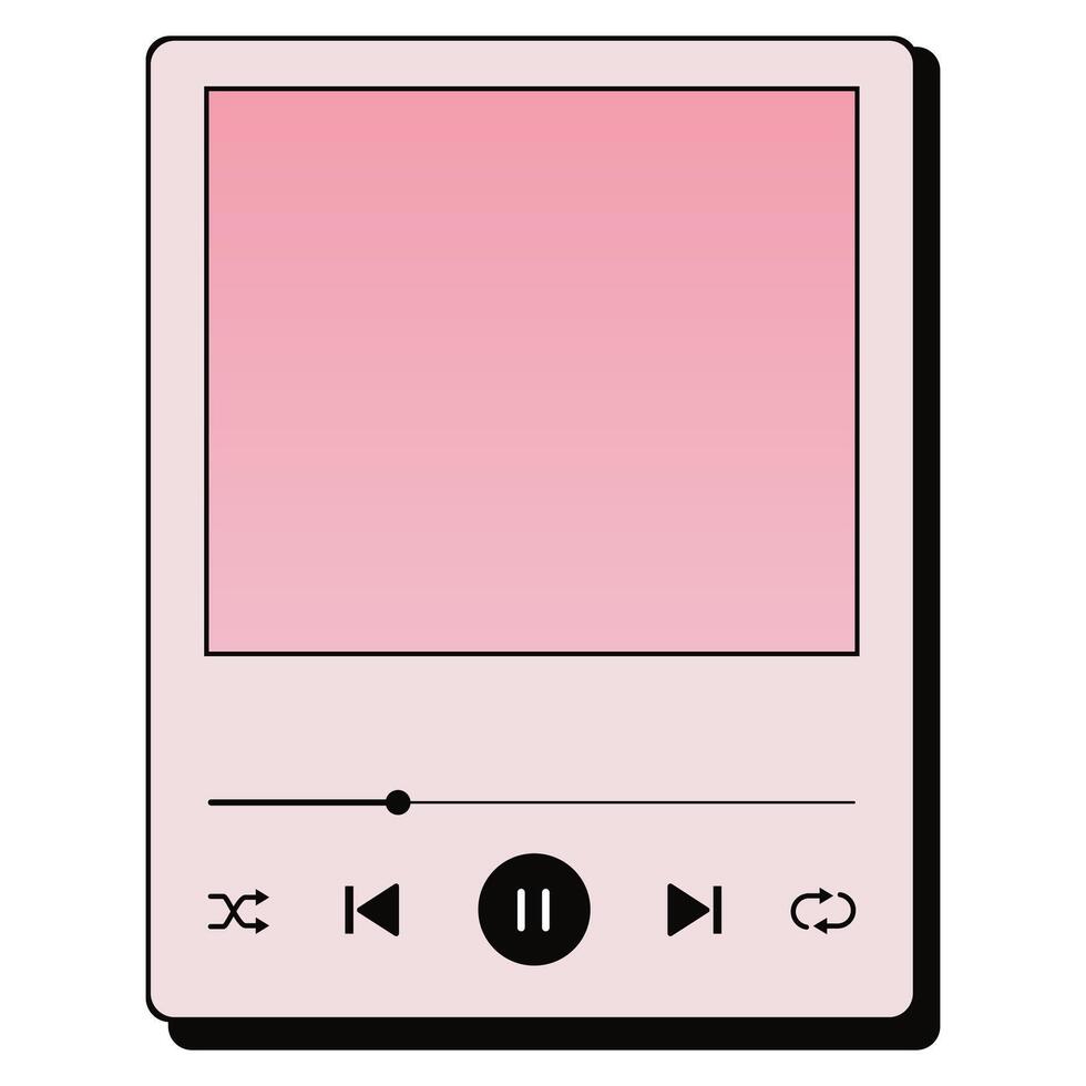 Retro music player interface with pink screen and playback controls vector