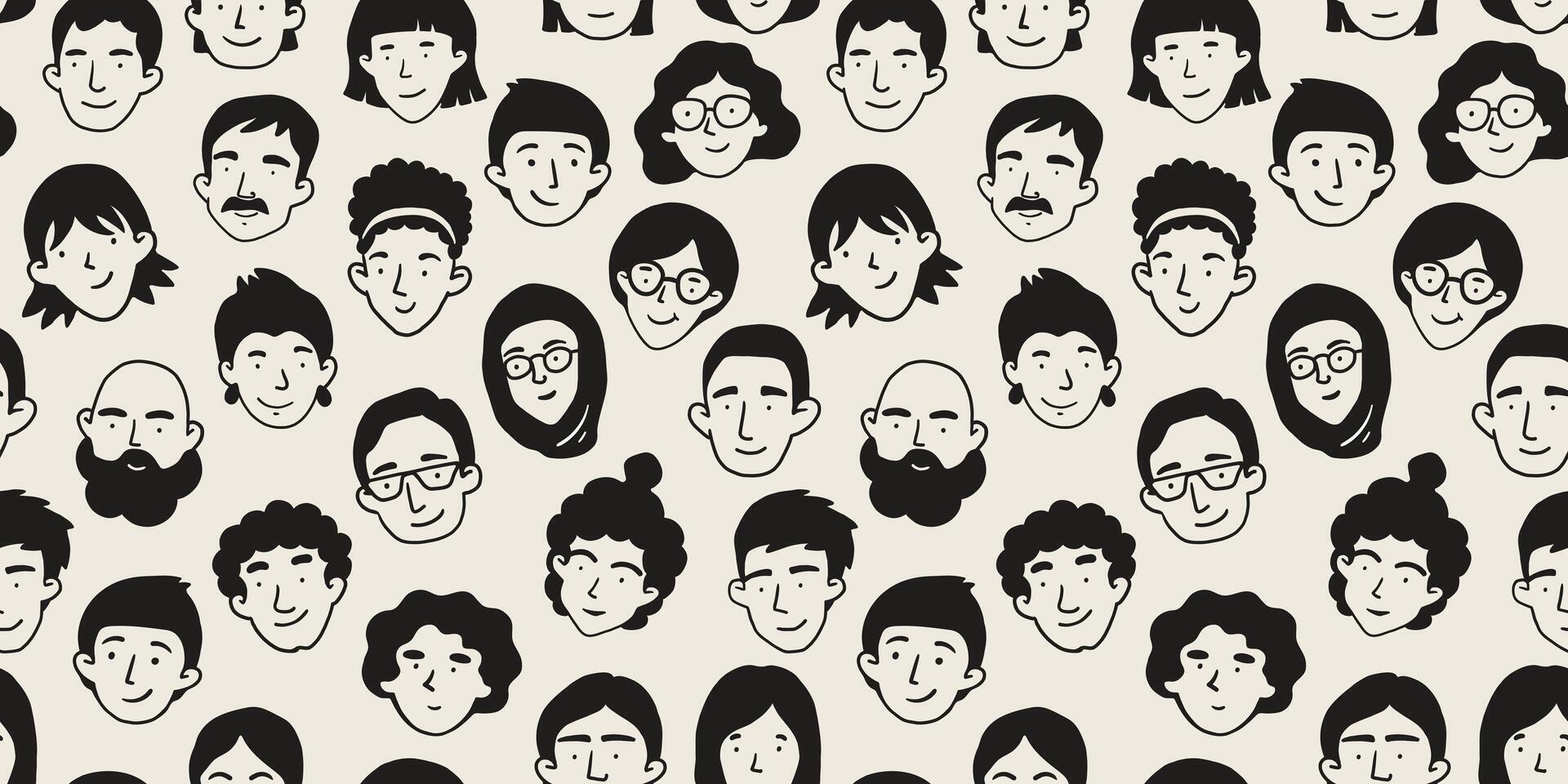 Diverse Faces Pattern Design for Backgrounds 72558627 Vector Art at ...