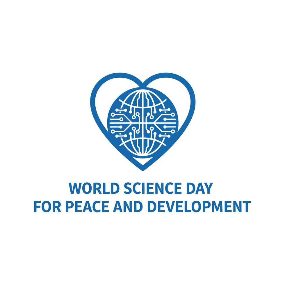 Blue heart globe circuit text technology science vector