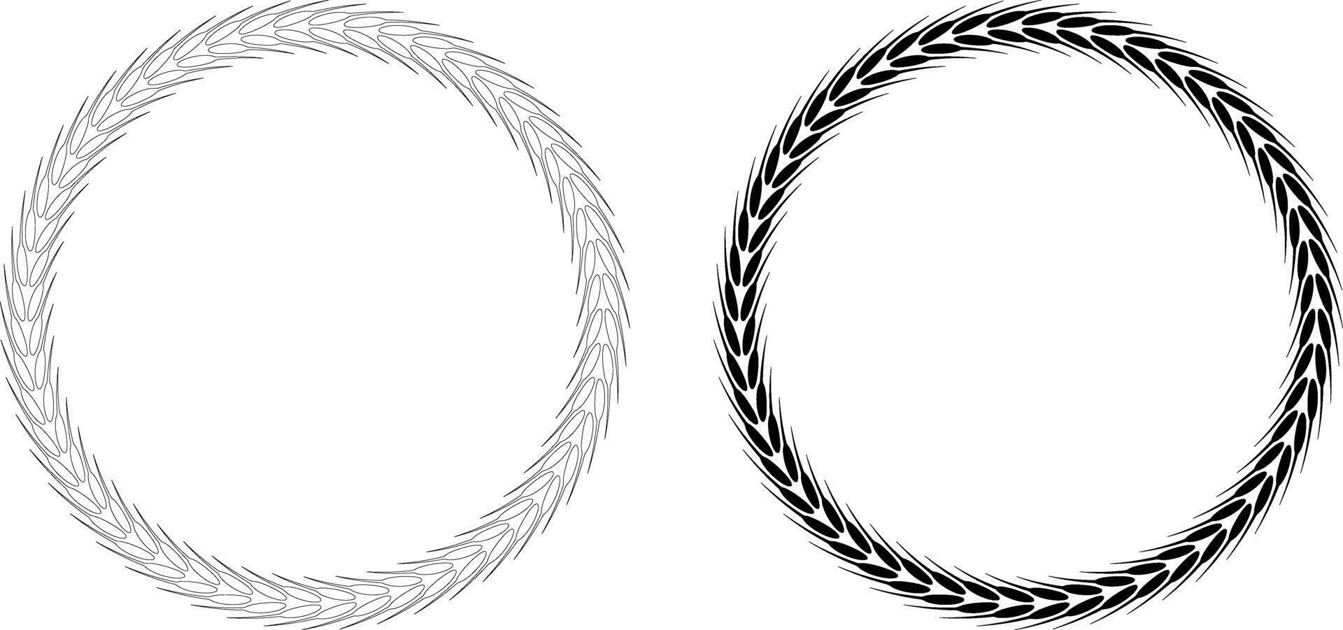 circular wheat ear frame set with copy space for text or design vector