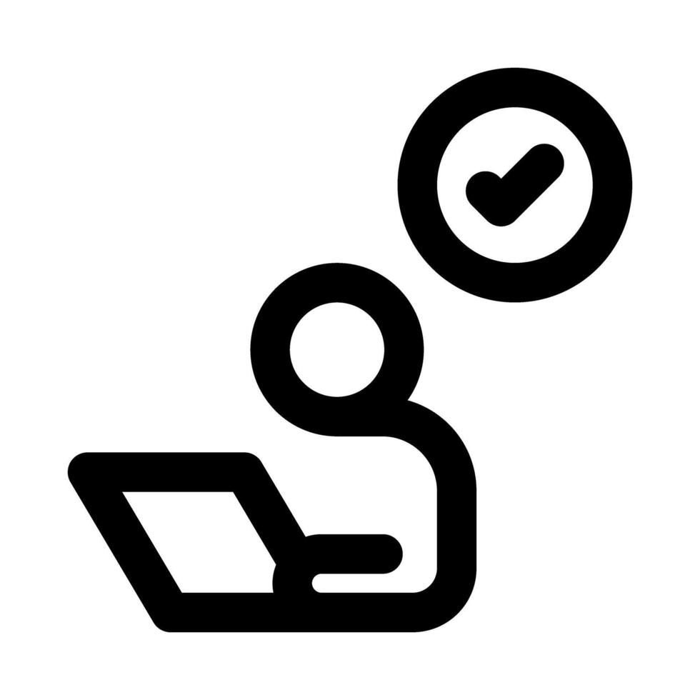 Laptop User Icon, Creative Outline Design for Working, Computing, Productivity, and Tech vector
