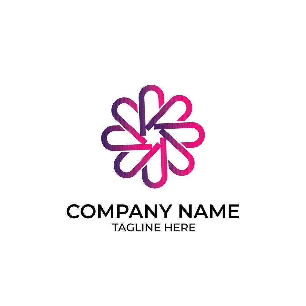 Modern Abstract Circular Logo with Gradient Interconnected Loops vector