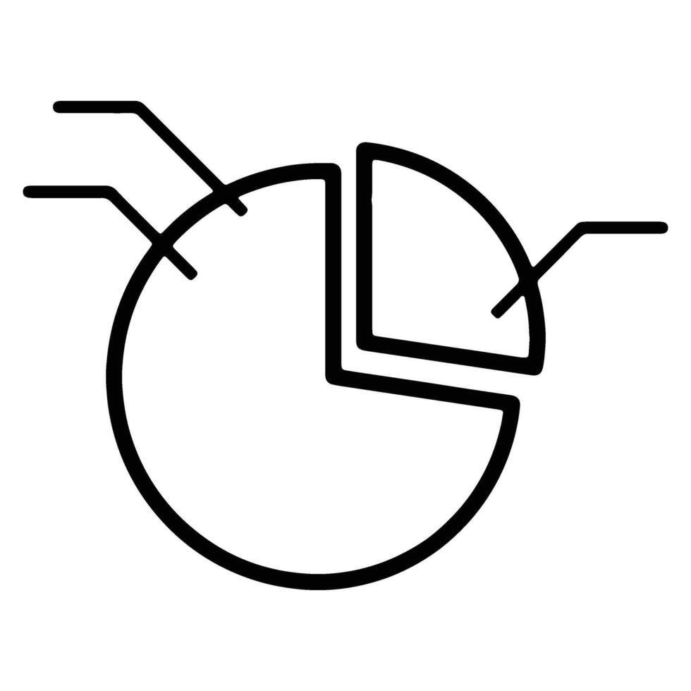 Pie chart illustration in a simple black and white line art design for business data visualization vector