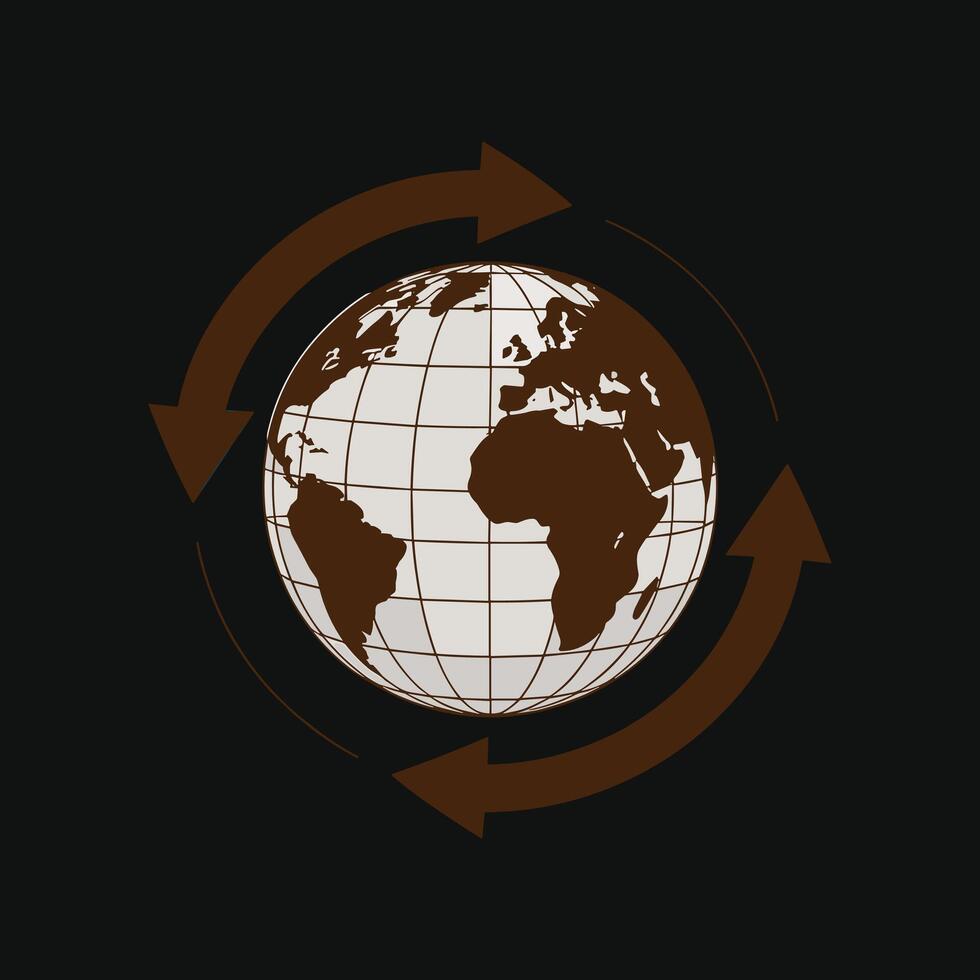 Globe with Circular Arrows Indicating Global Rotation or Exchange Keywords, globe, earth, world vector