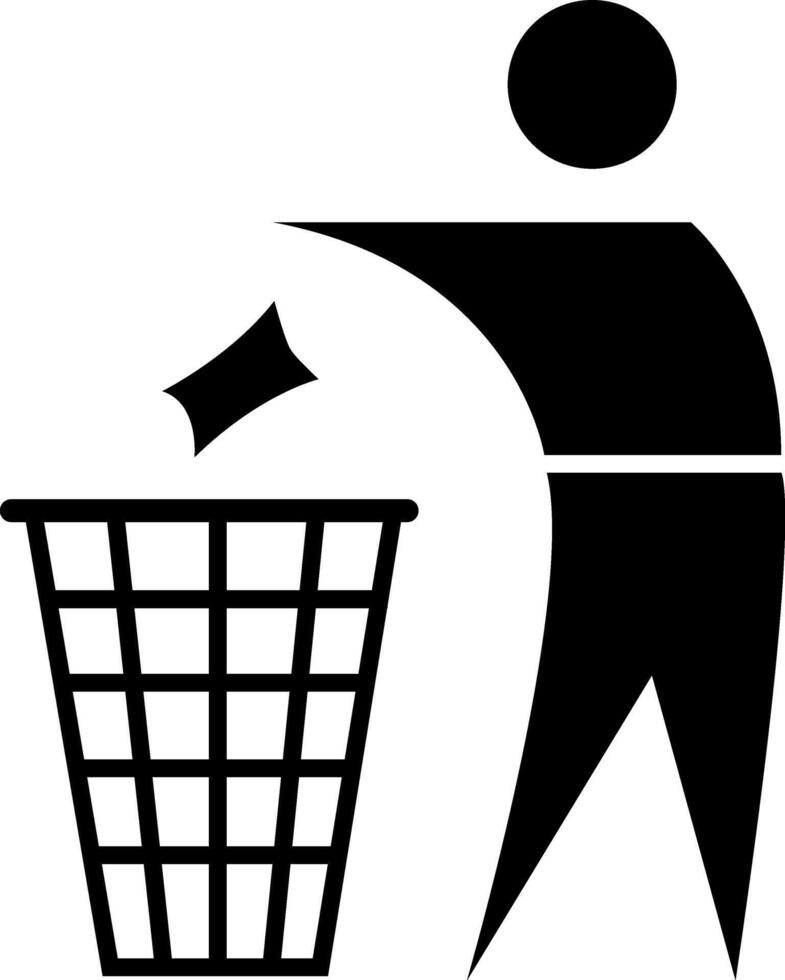 Throw trash in the bin. Throw waste in specially designated places. Keep it clean. Throw packaging in the trash can. Dispose properly. Warning symbol. Marking. vector