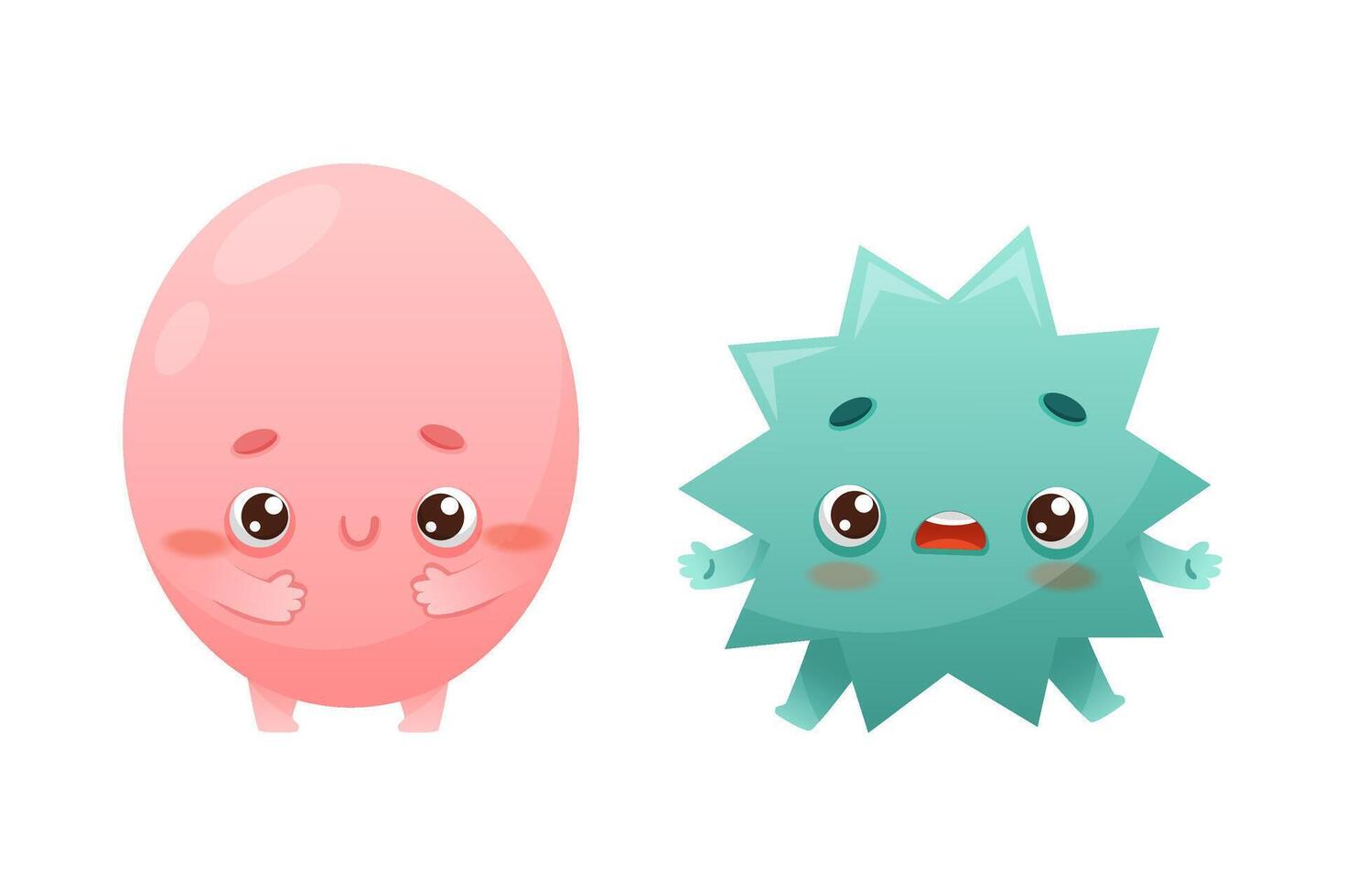 Funny Oval and Star as Geometric Shape Character Smiling and Surprised Set vector