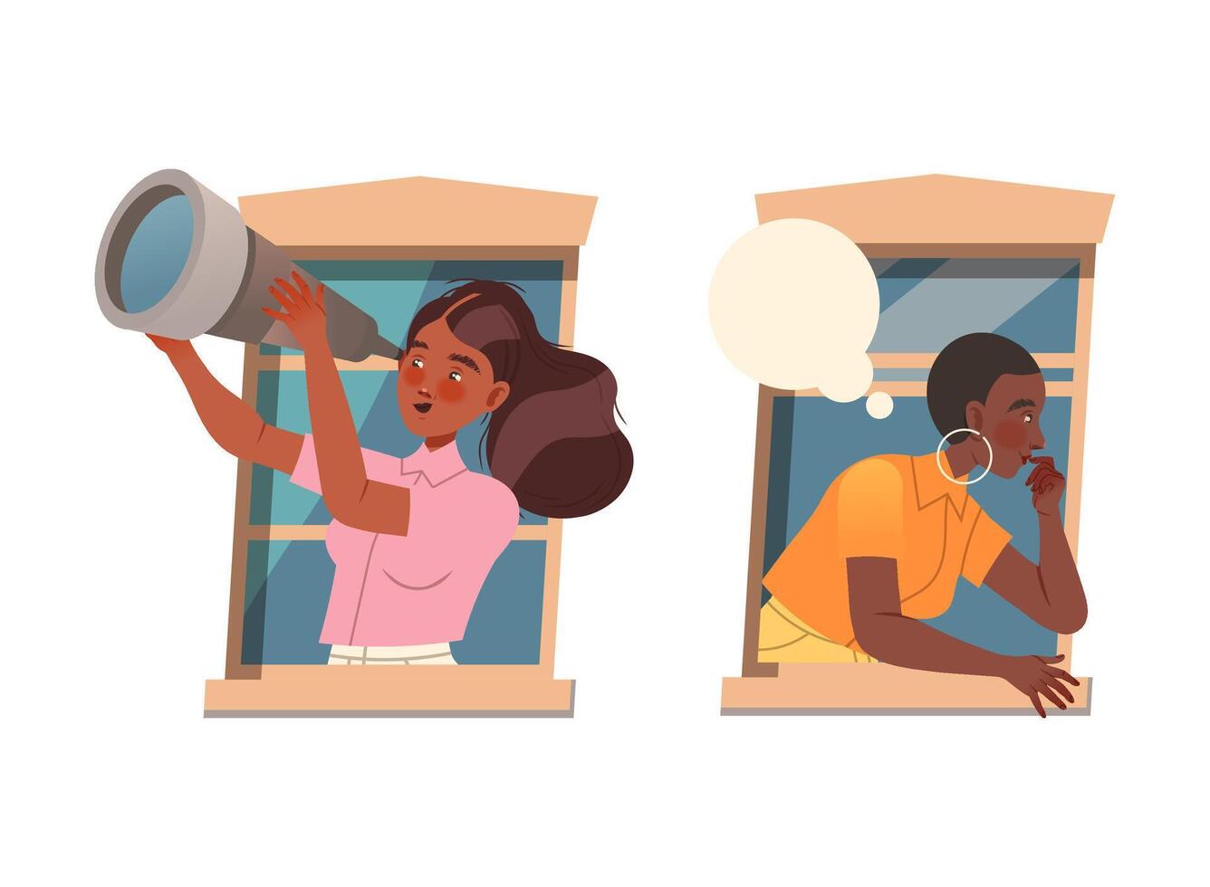 Women looking out of windows vector