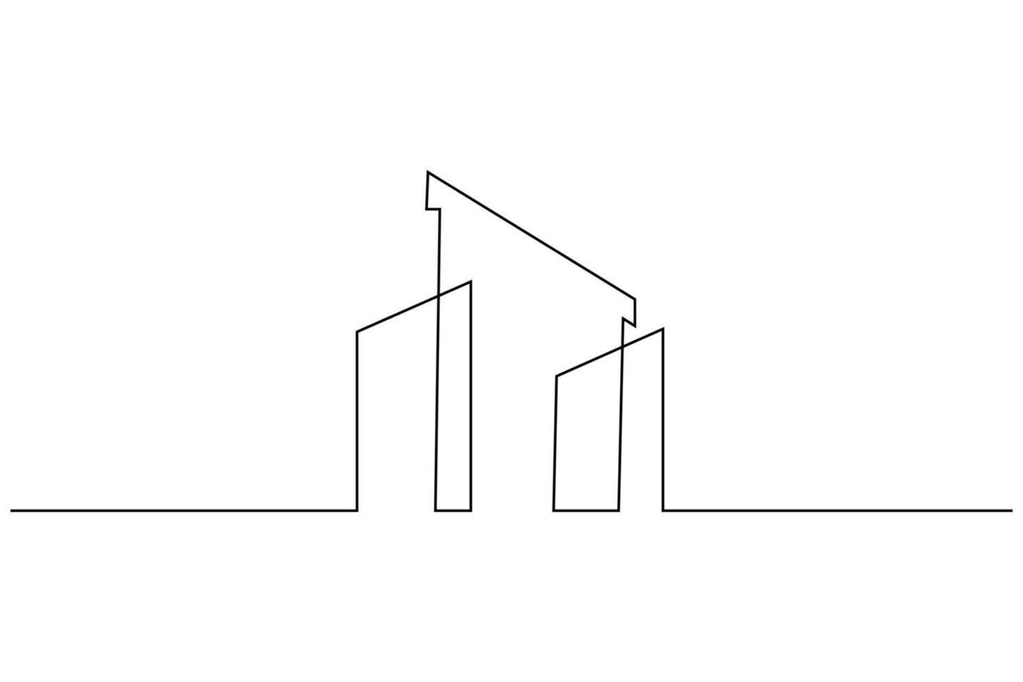 City office building single line art simple continuous drawing for architecture concept vector
